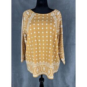 Sundance Mustard Yellow Embroidered Tunic Top Large Lined Boho Festival Coastal